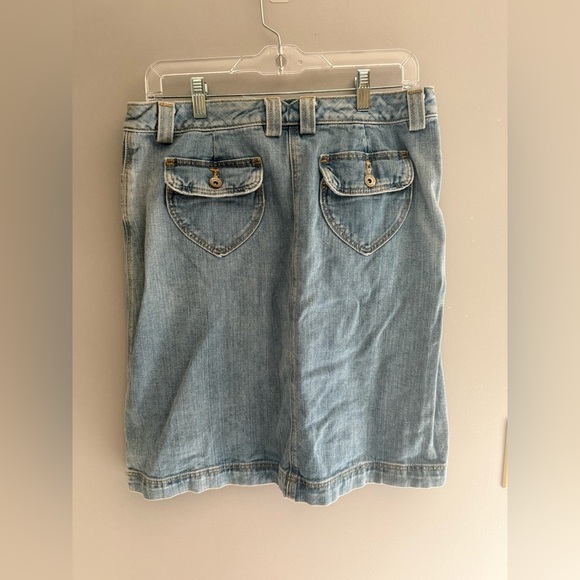 Gap Denim Mini Skirt Light Blue Wash Heart Pockets Button Front Y2K A Line - Picture 4 of 7